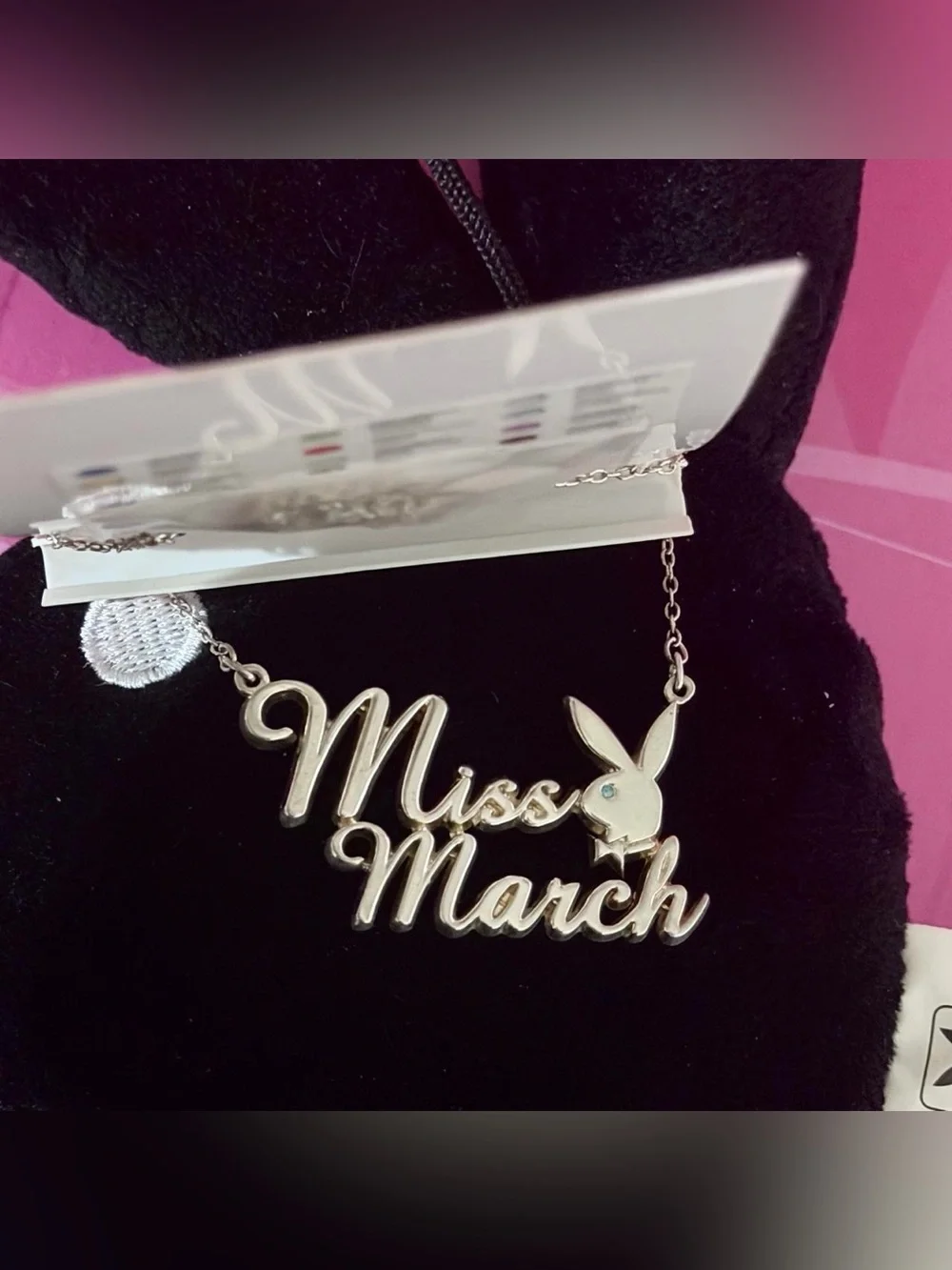 Playboy miss march silver necklace NWT